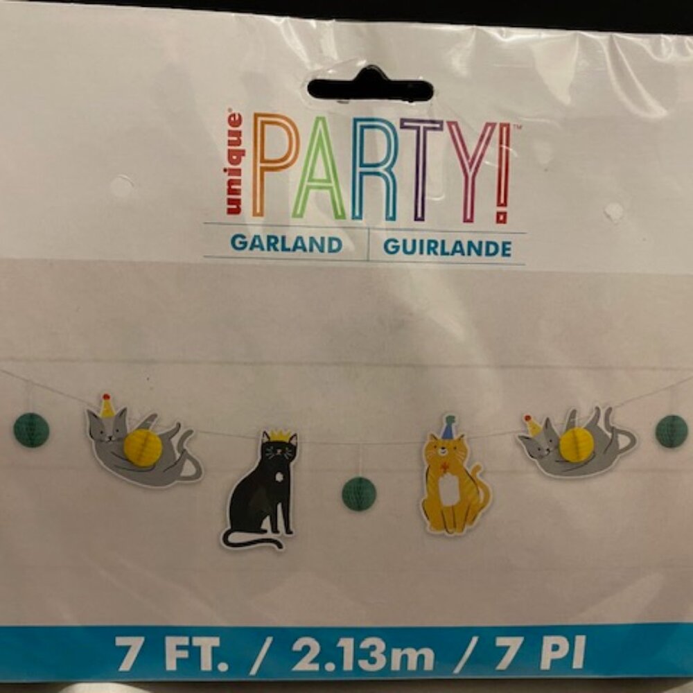 Unique: Cat Party Garland * PAWTY TIME BIRTHDAY *FOR ANIMAL'S ONLY*
